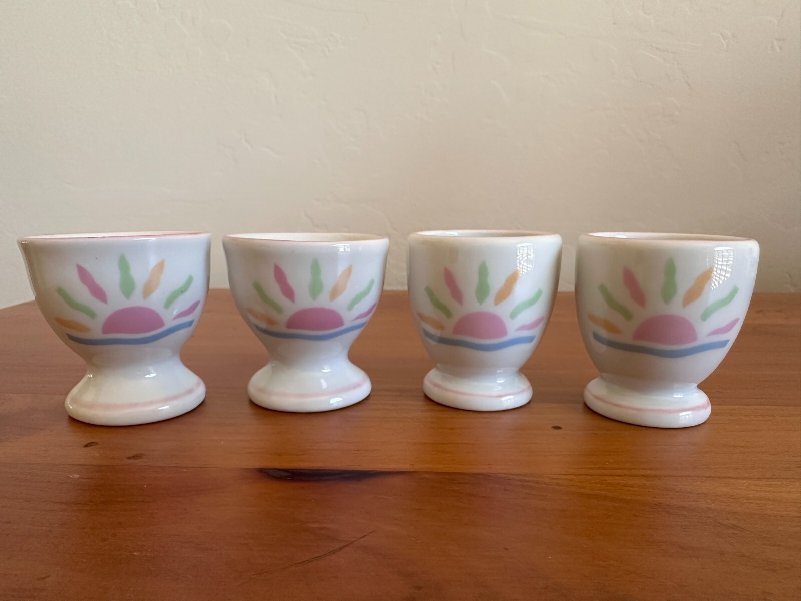 Vintage French Ceramic Egg Cups Set of 4 Creation Alpac Made in France