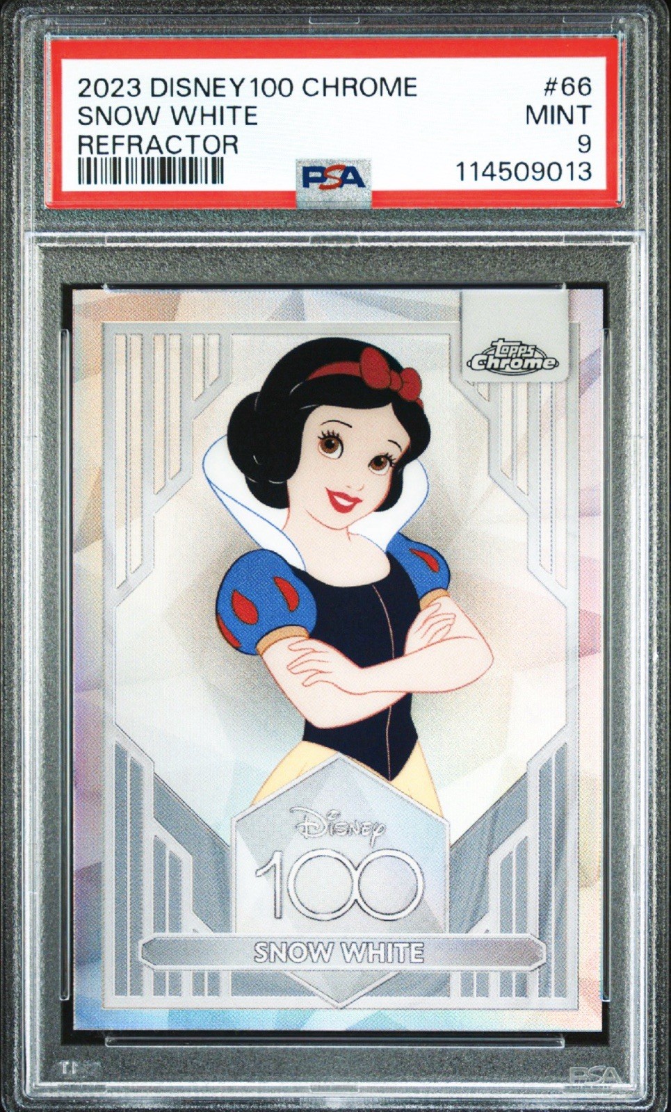 SNOW WHITE 2023 TOPPS CHROME DISNEY 100 FIRST YEAR REFRACTOR #66 PSA 9 MINT