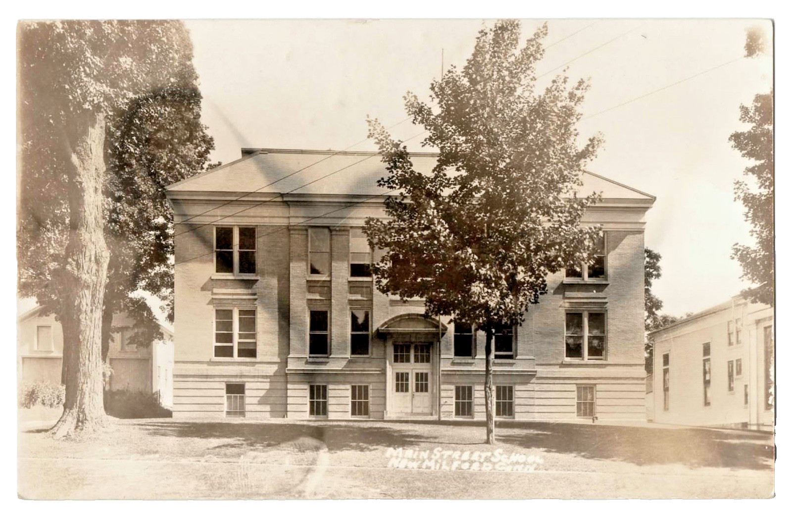 1910s~RPPC~Main Street School~New Milford, CT, Connecticut~Litchfield County