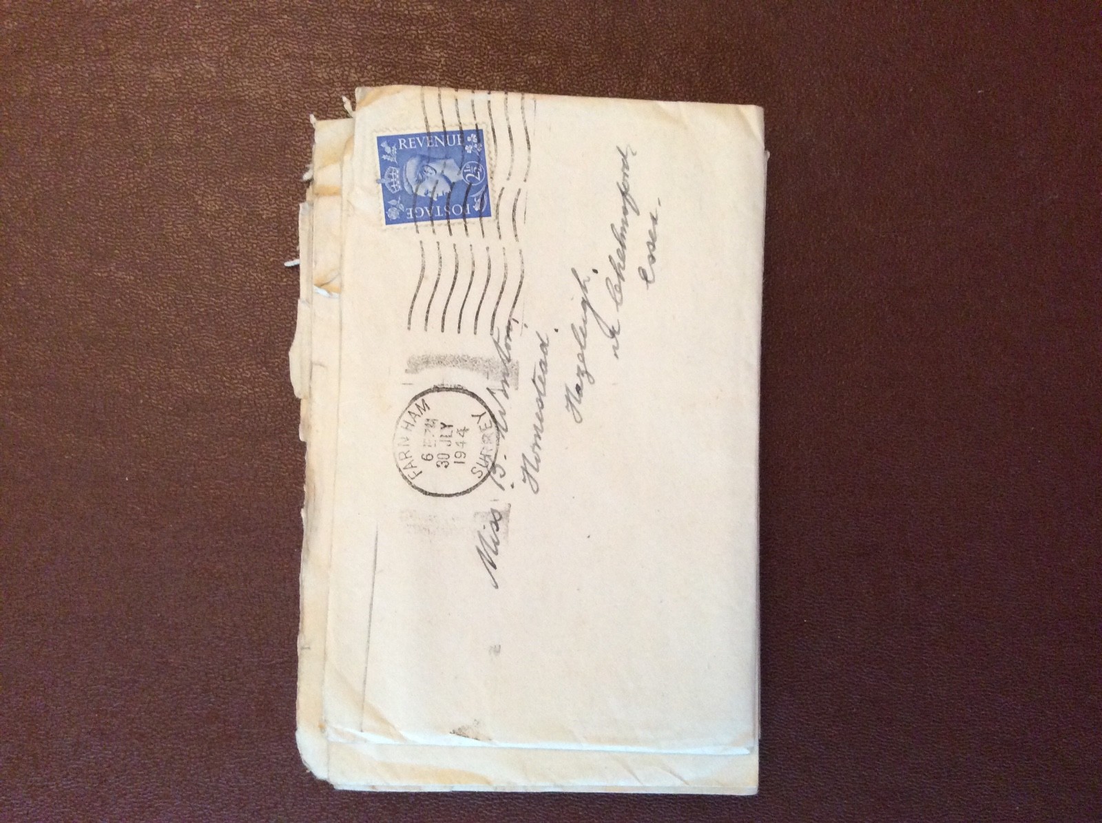f1l ephemera letter envelope ww2 on active service july 30th 1944 farnham normes