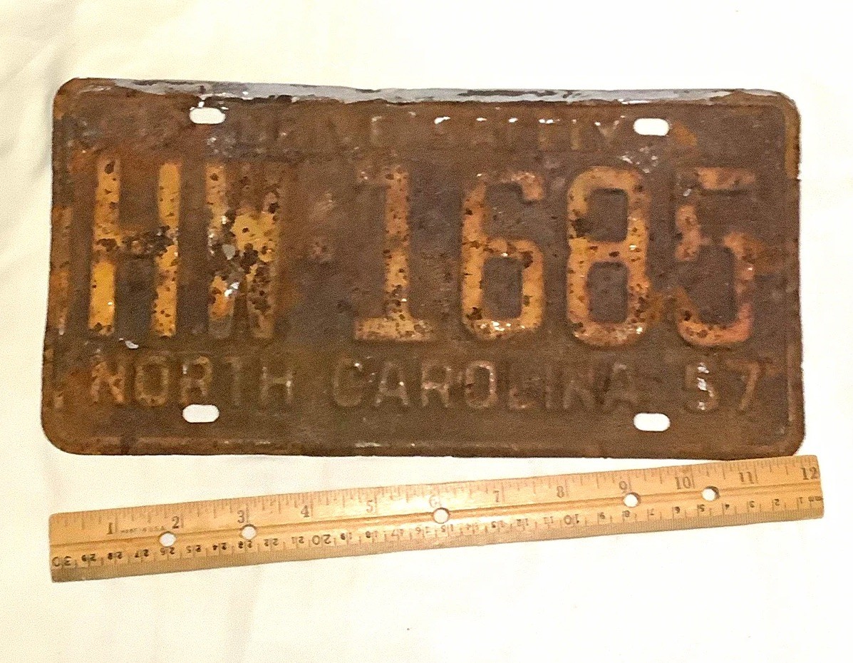 Vintage 1957 North Carolina State License Plate Tag