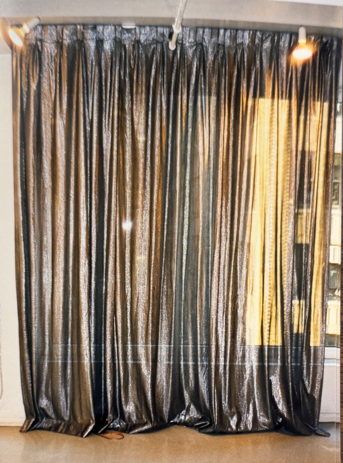 FABULOUS MODERN VINTAGE SILVER METALLIC DRAPES/CURTAINS CIRCA 1960'S