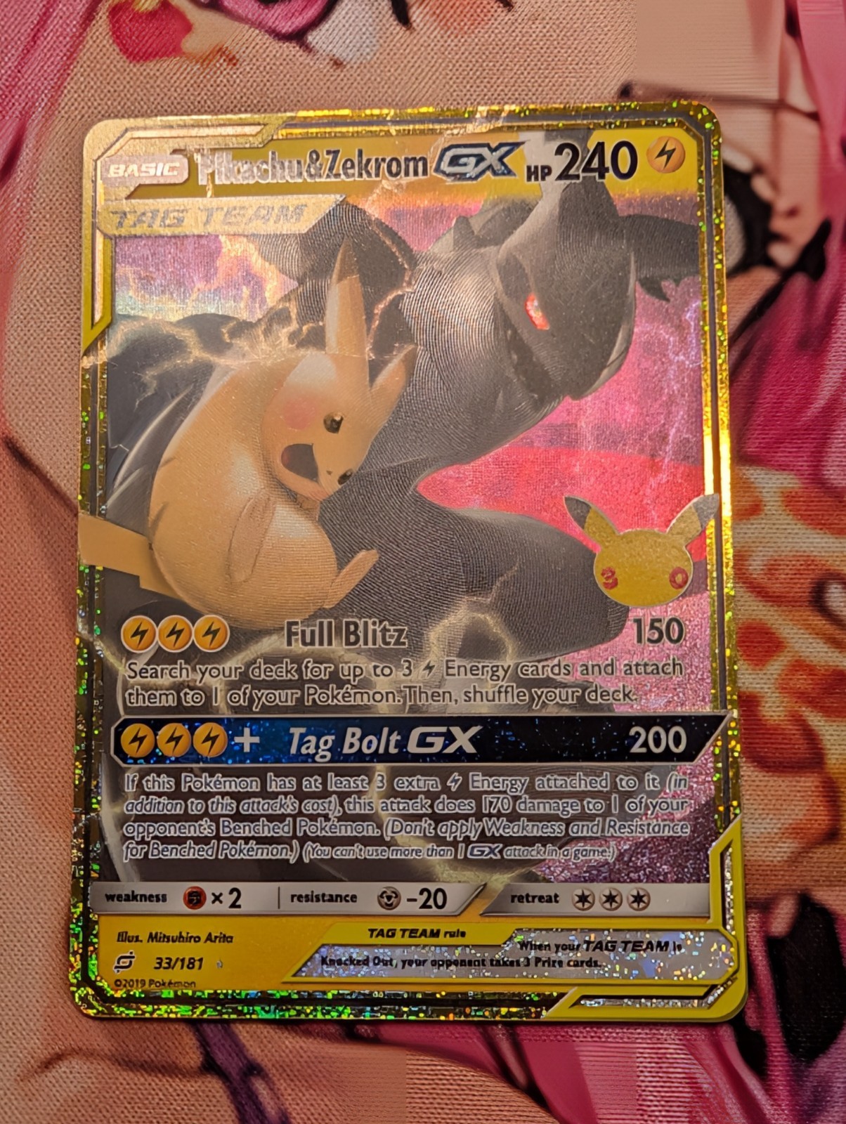 Pokémon TCG Pikachu & Zekrom GX 33/181 30th Celebrations