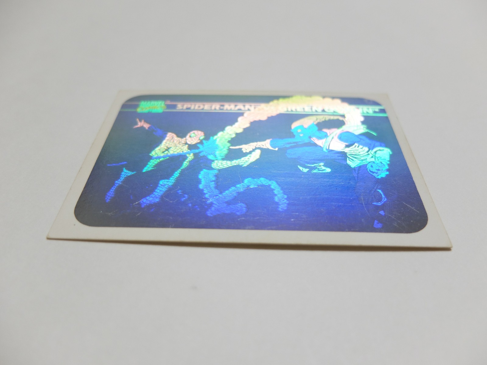 1990 Marvel Universe Hologram Card MH5 Spider-Man vs Green Goblin Hologram Impel