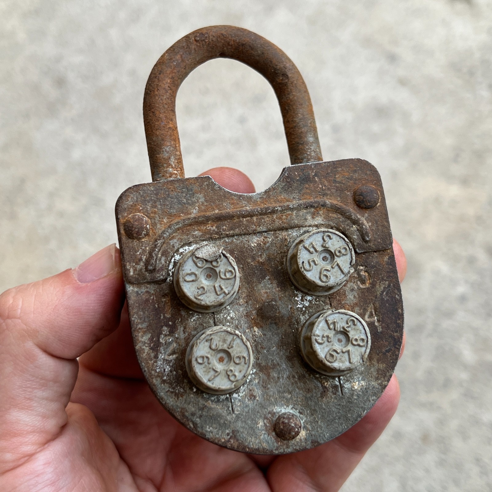 Old Vintage Russian Soviet USSR Military Padlock Lock.