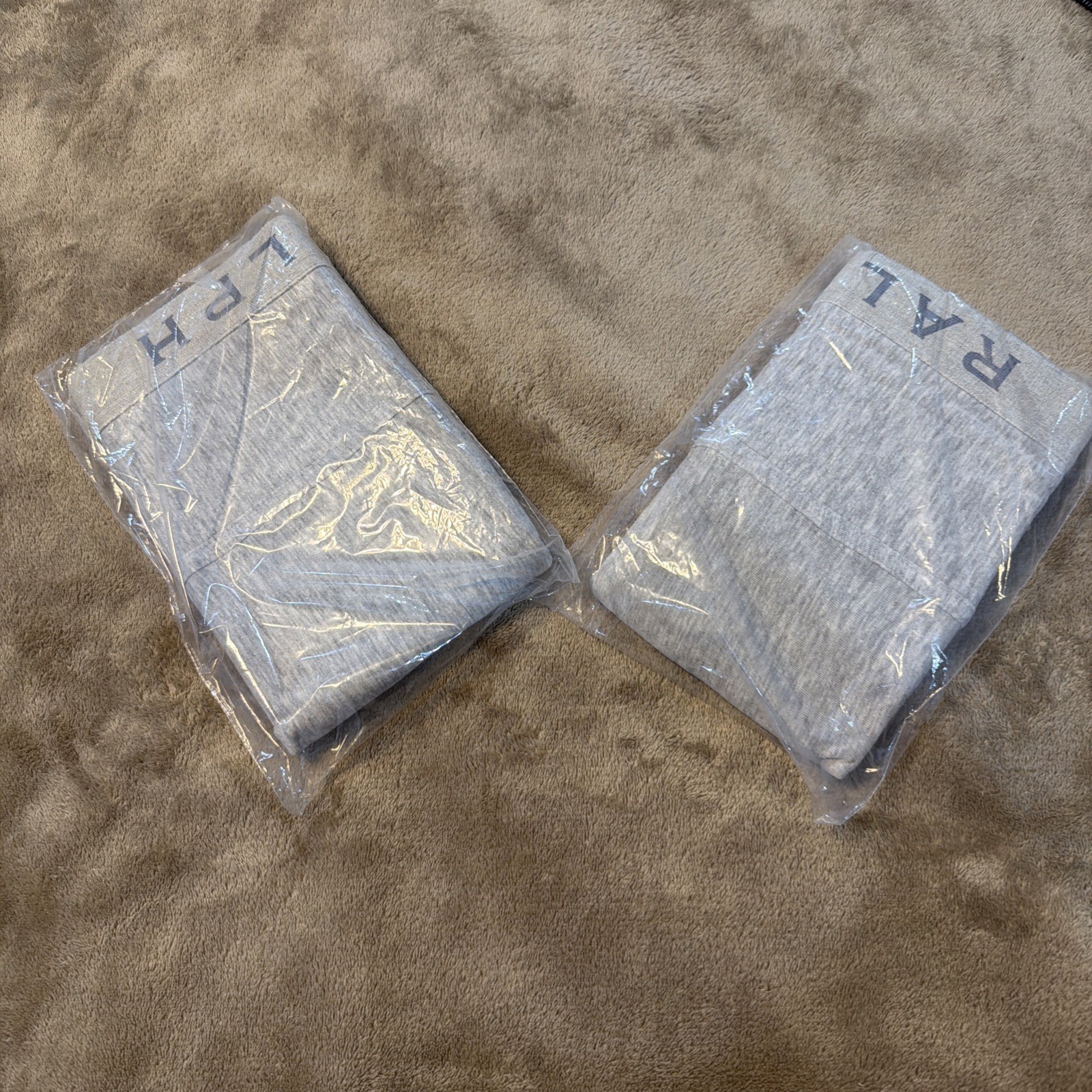 Vtg 90s Ralph Lauren Home Jersey Pillowcases Set of 2 Grey Made in USA Deadstock
