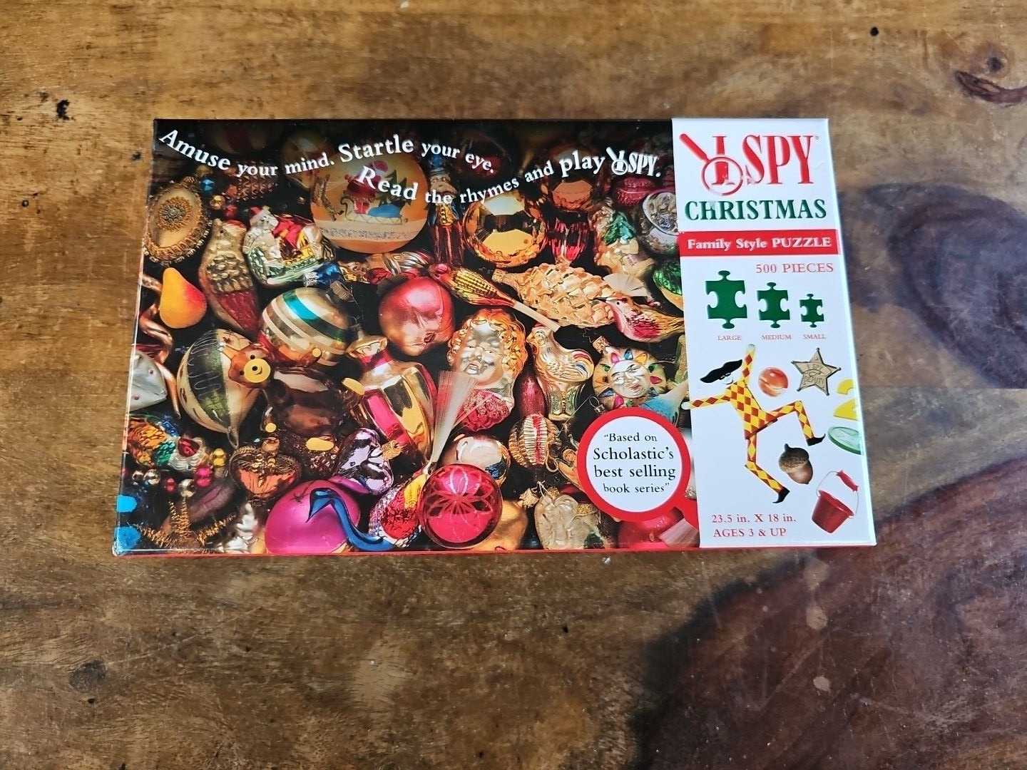 I SPY CHRISTMAS Family Style 500 Piece Jigsaw Puzzle X-MAS ORNAMENTS Scholastic