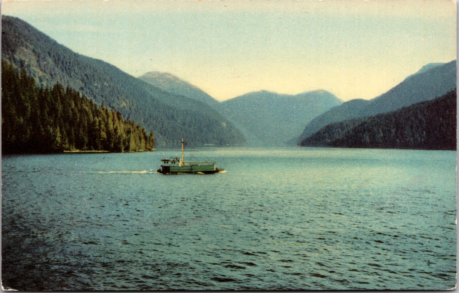 Postcard Inside Passage Alaska Coastal Waterway Ship