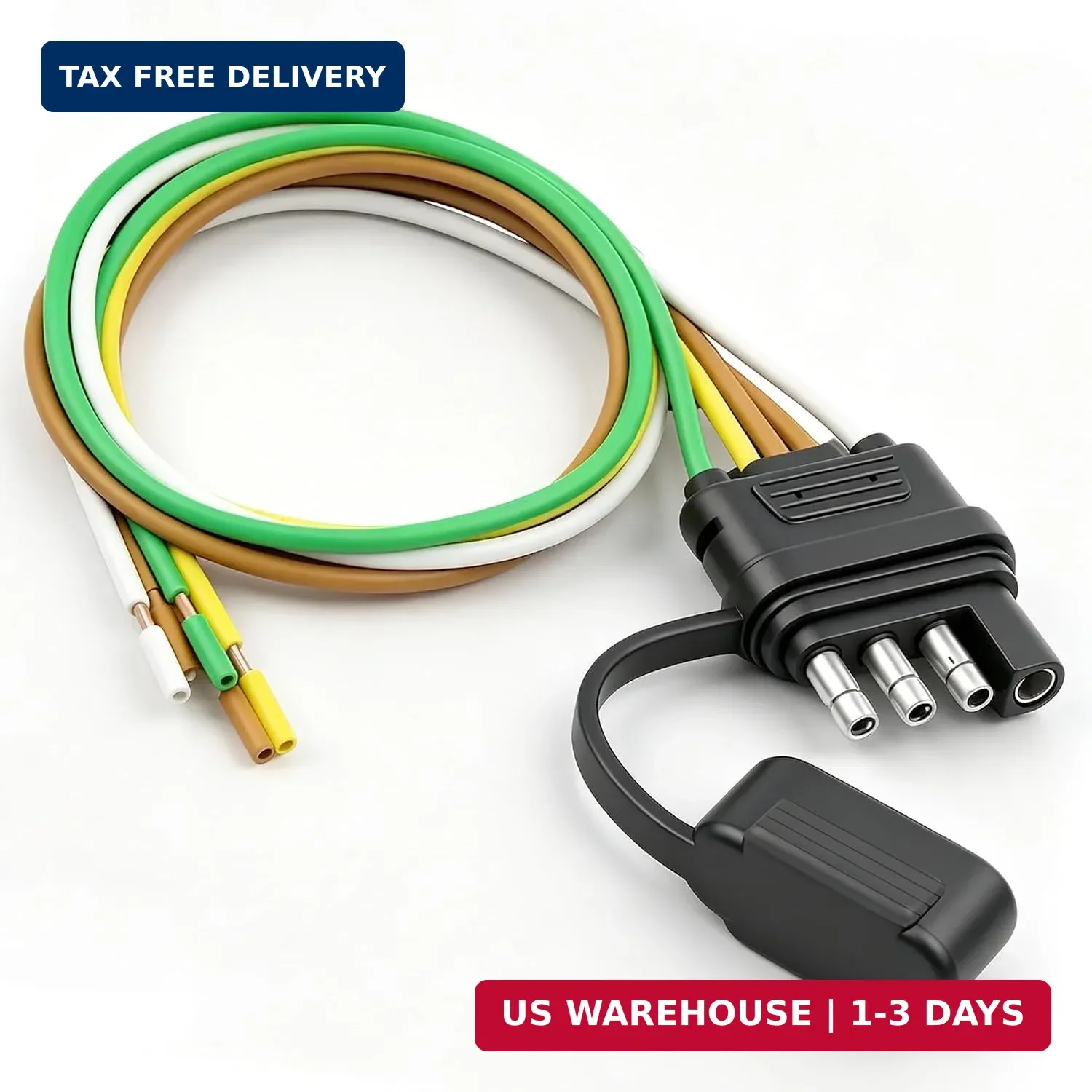 4 Pin 5 Wire Trailer Wiring Harness 0.45M,18AWG 4 Pin Trailer Lamp Socket | (wit