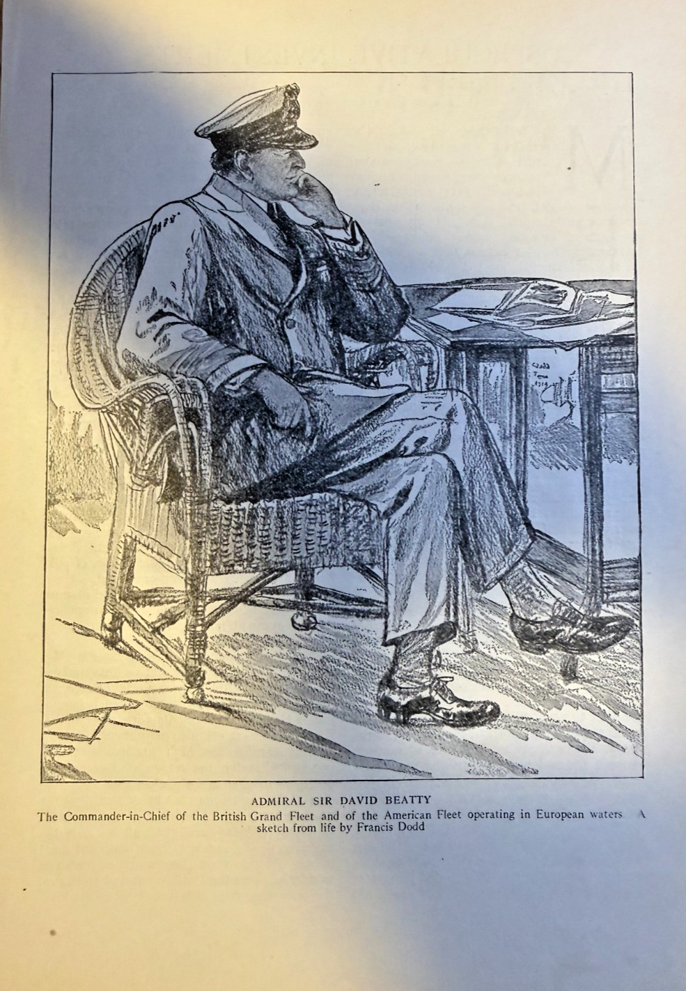 1918 Vintage Magazine Illustration British Admiral Sir David Beatty