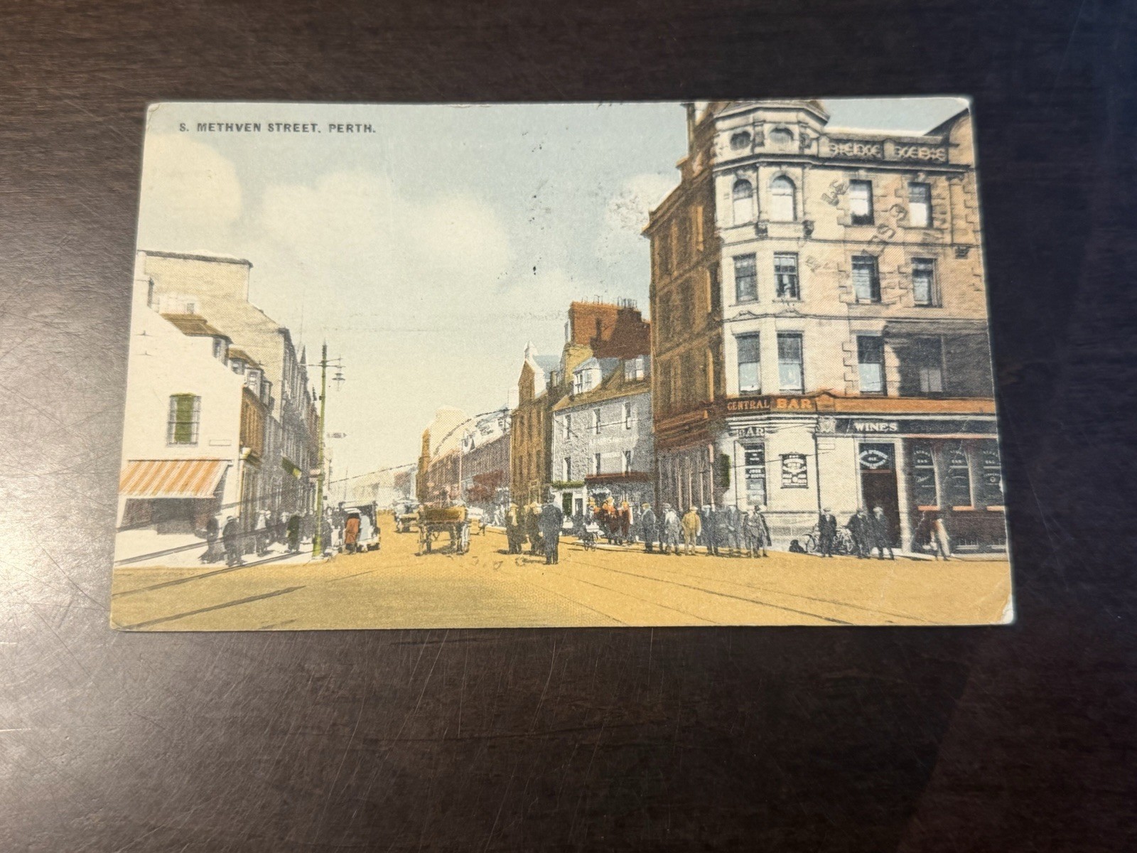 1913 Perth Scotland S Methven St Postcard Central Bar Pub ETW Dennis Argentina 