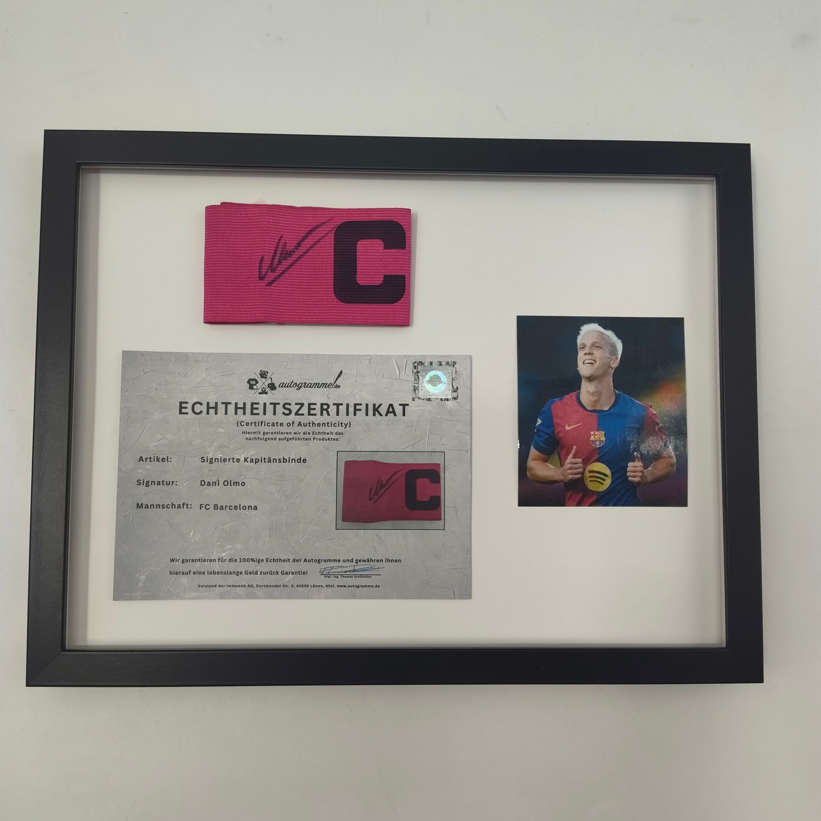 Captain\'s Armband Dani Olmo Signed In Frame Spain Autograph