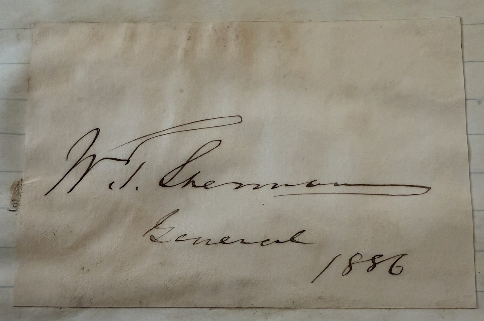 William T. Sherman Signed Card as General - With Daughter Lizzie - Civil War