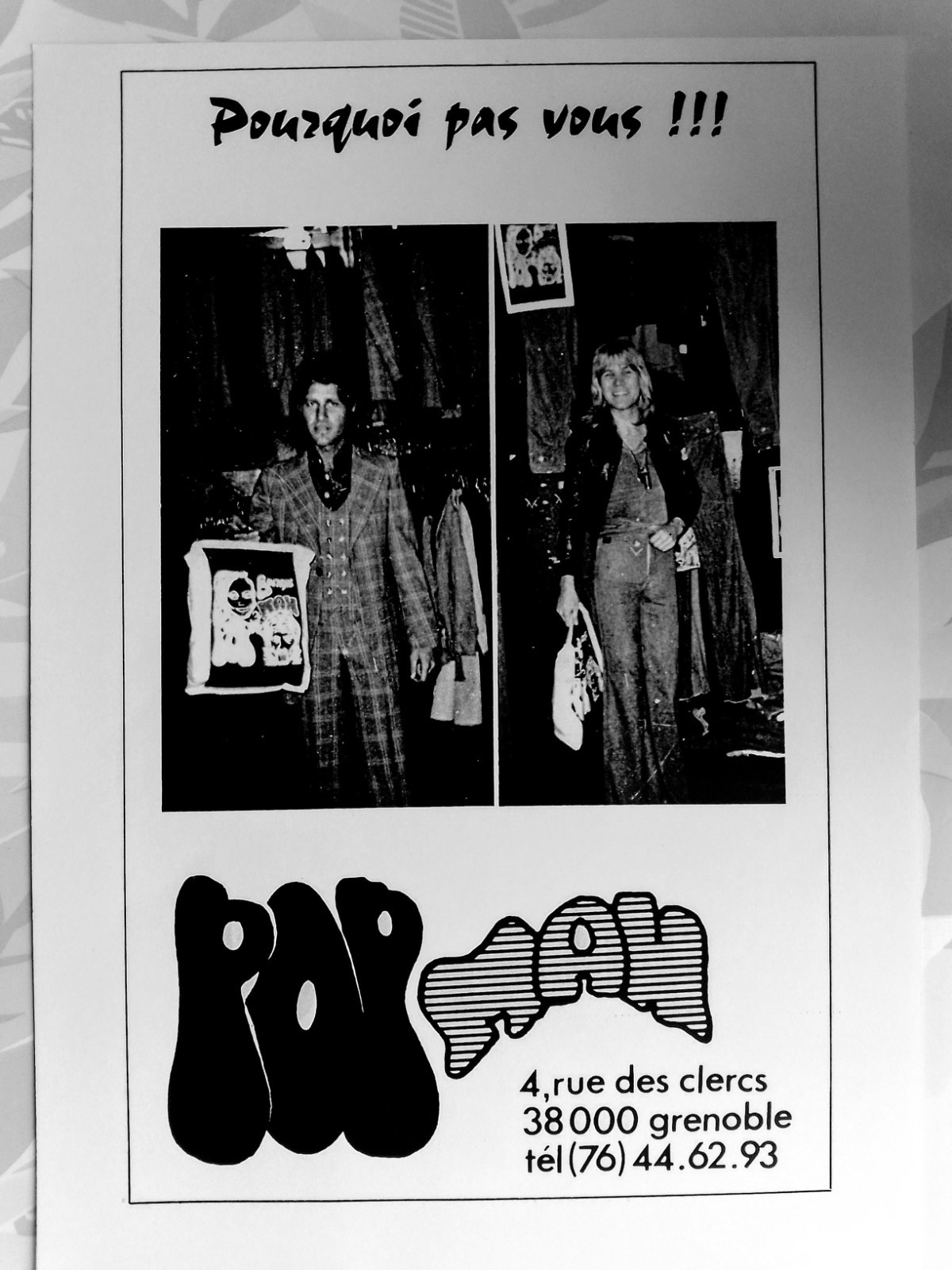 Vintage Advertising Pop Man Shop Grenoble Mike Brant Patrick Juvet Photocopy