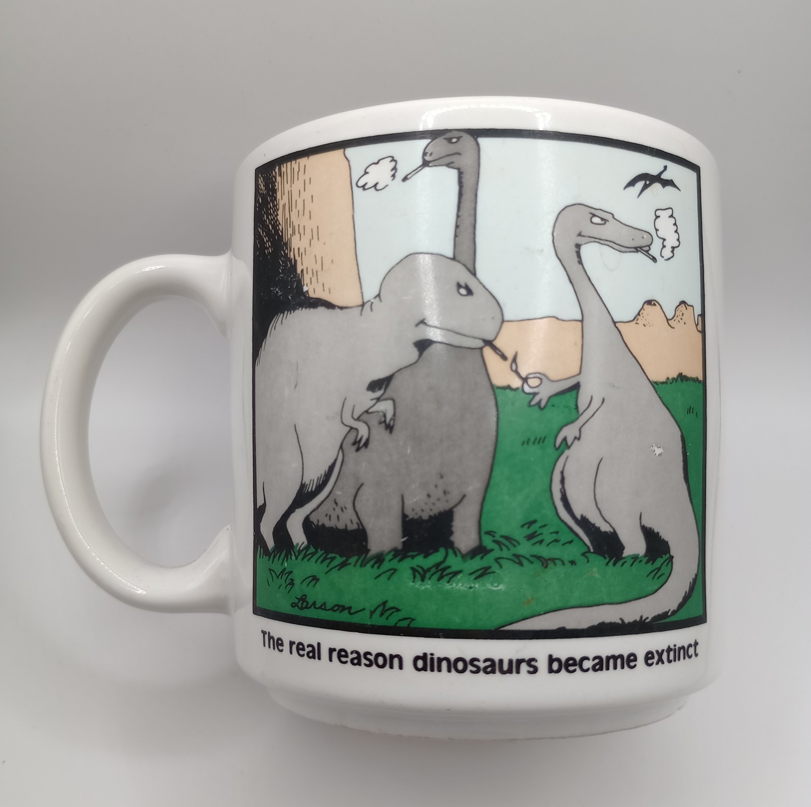 Vintage The Far Side Vintage Coffee Mug The Reason Dinosaurs Extinct Gary Larsen