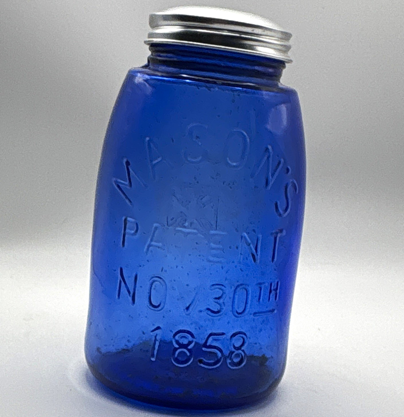 Mason's Cobalt Blue Pint Jar Embossed 