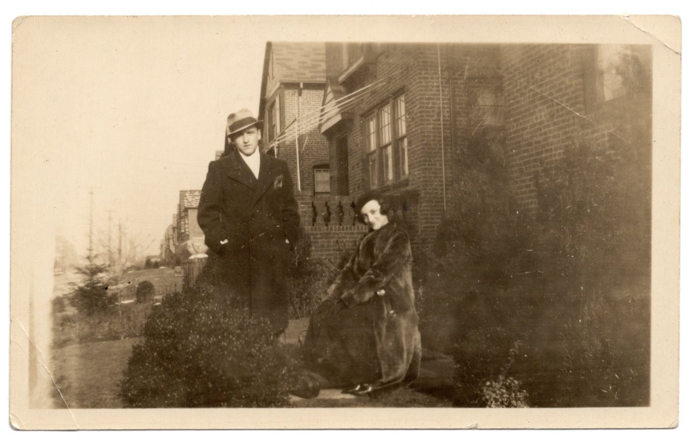 Snapshot of a 1930s Stylish Couple - Cool Fashion, Dated 1934
