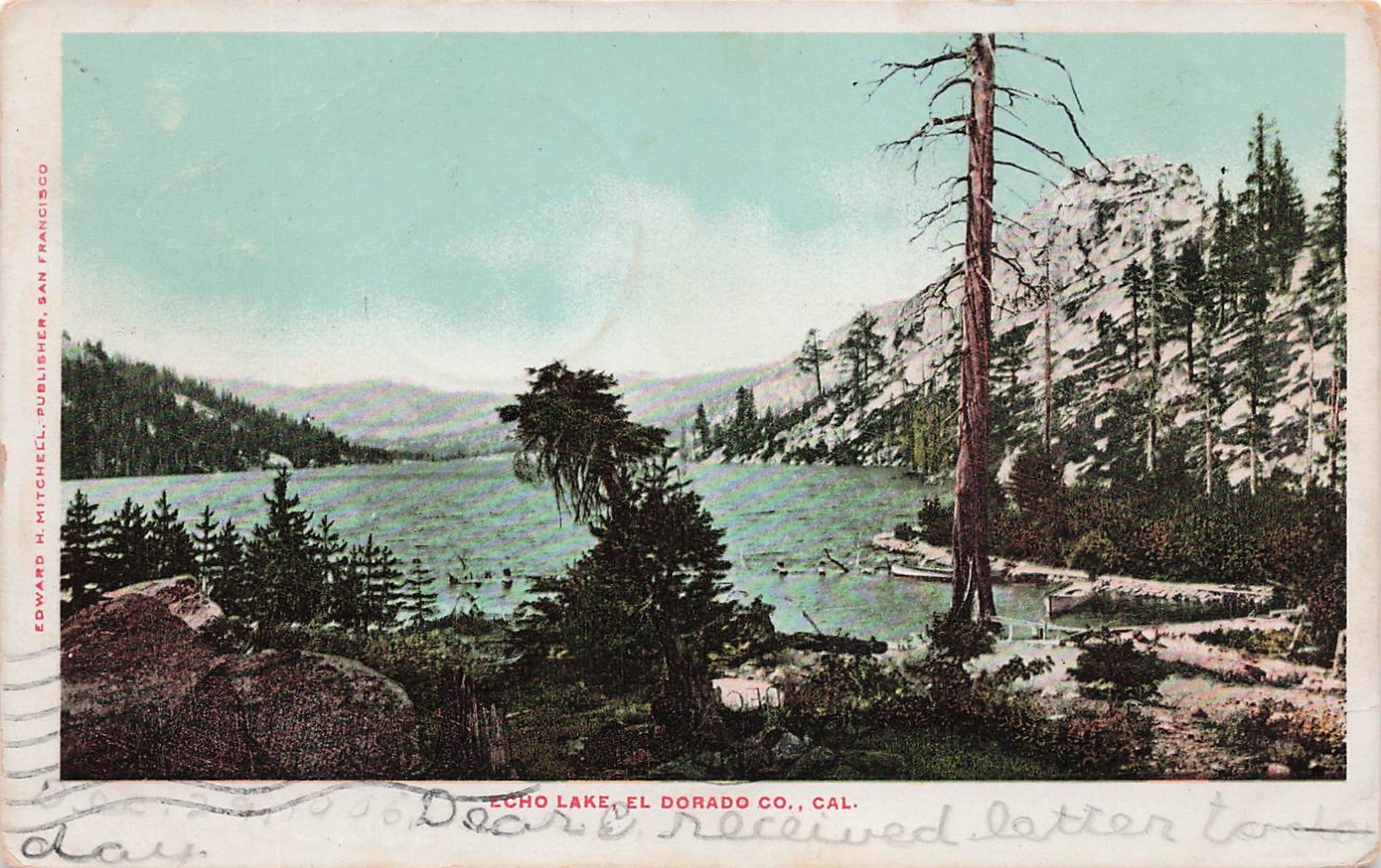 Echo Lake El Dorado California Placerville Tahoe c1905 Vtg Postcard I66