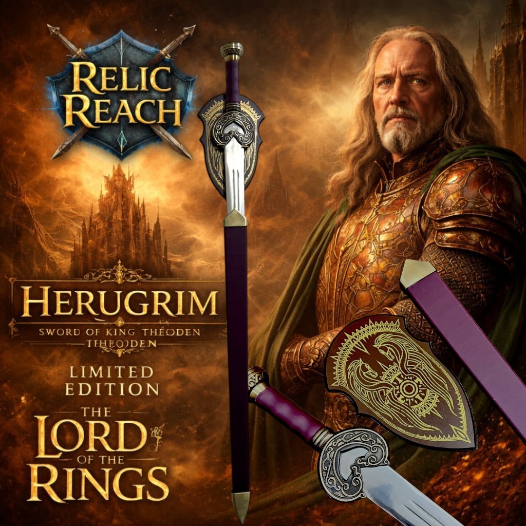 King Theoden's Herugrim Sword LOTR Medieval Royal Halloween prop w Plaque Gift
