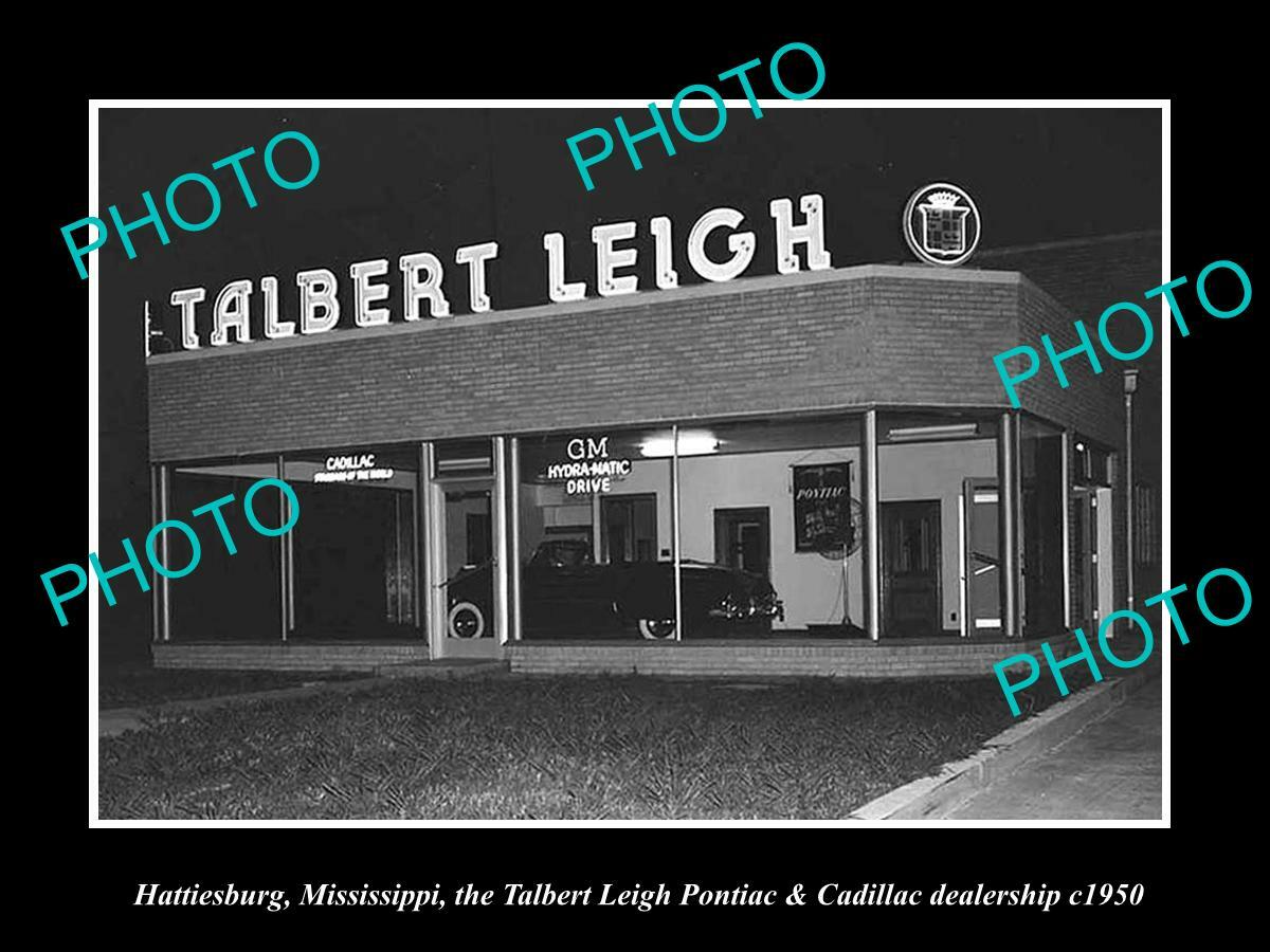 OLD 8x6 HISTORIC PHOTO OF HATTIESBURG MISSISSIPPI TALBERT LEIGH GARAGE 1950 1