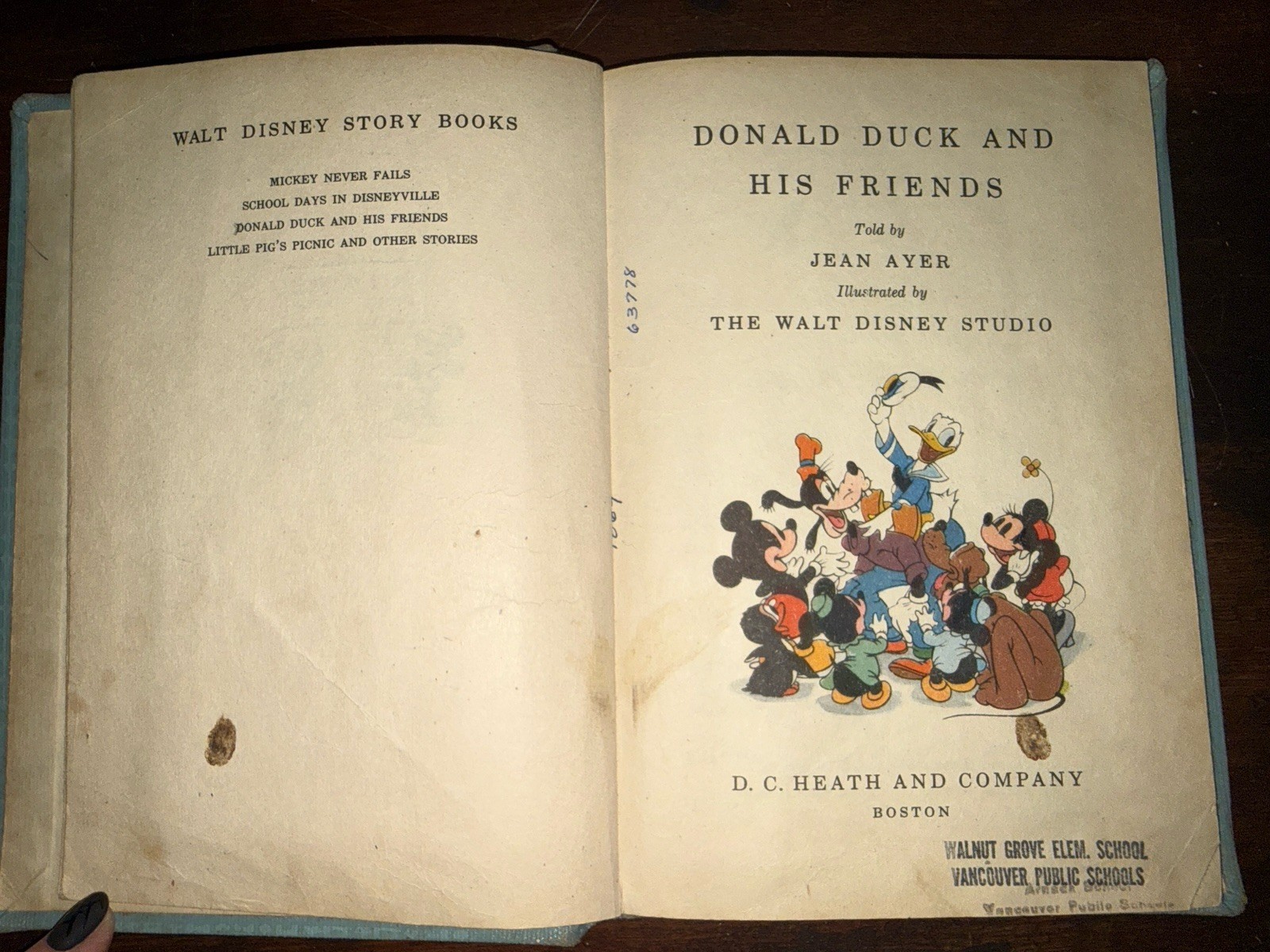 1939 Walt Disney Donald Duck and His Friends Hardcover Book Jean Ayer