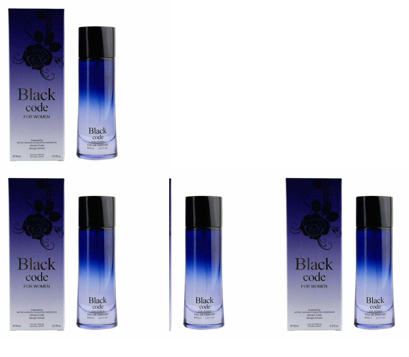 4pcs Black Code For Women Cologne Perfume Eau De Toilette Spray 3.3oz