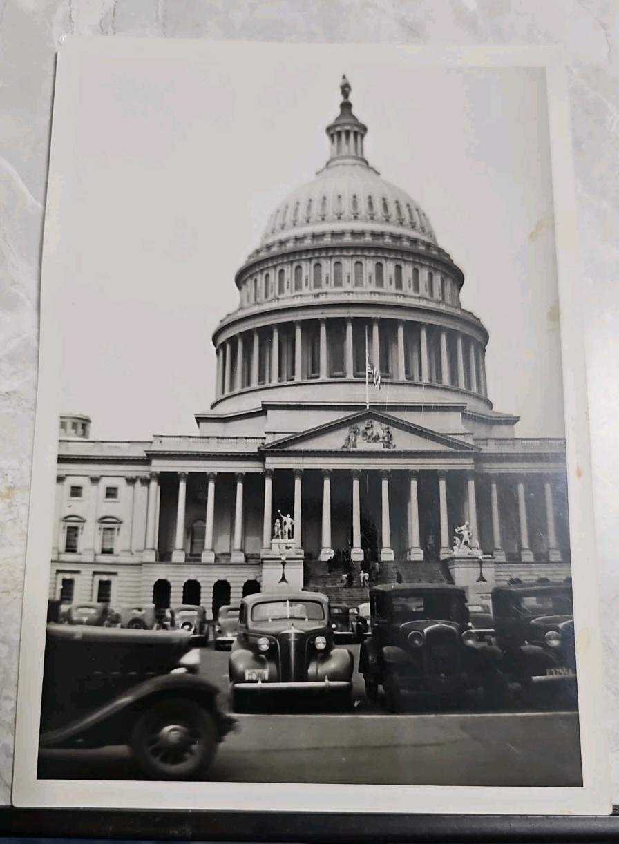c.1930s US Capitol Washington DC Photo – Vintage Cars Pre-WWII Street Scene