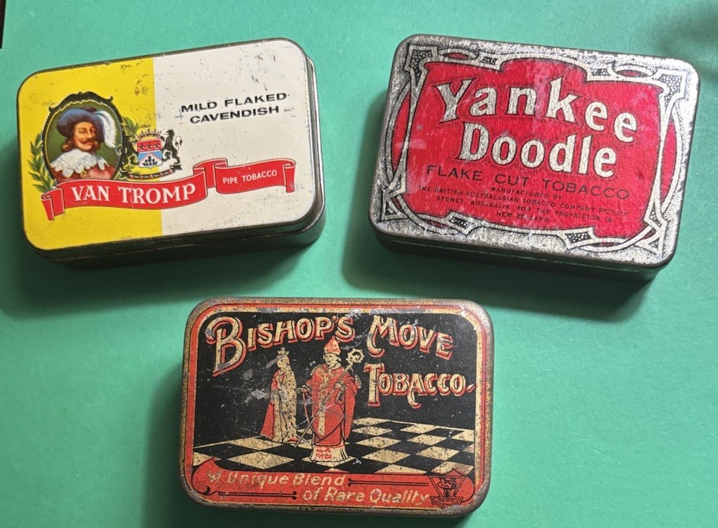 3 Vintage Early to mid 1900s Von Tromp Yankee Doodle & Bishops Move Tobacco Tins