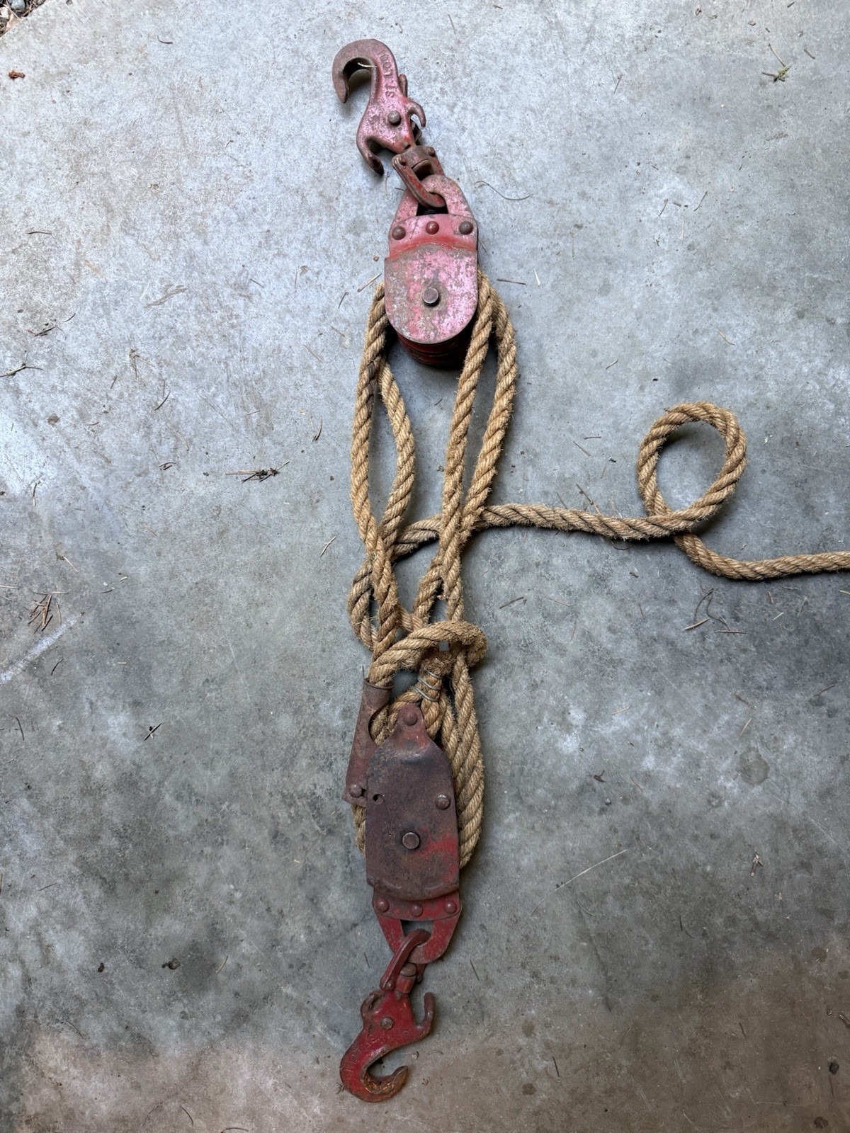 Vintage Durbin-Durco Block and Tackle Pulley System with Rope - St. Louis MO