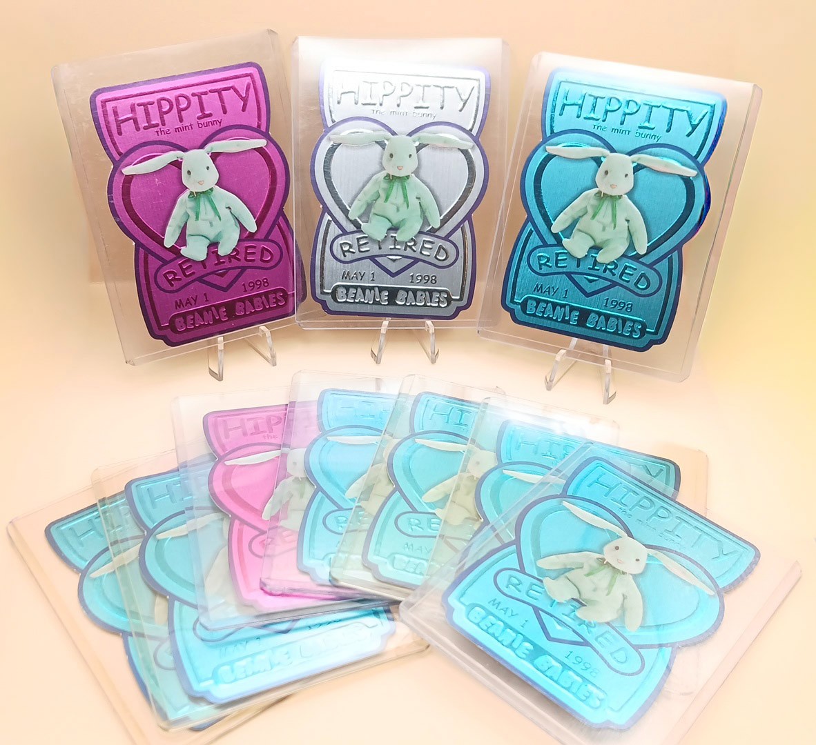 10pc 1999 Ty Beanie Babies BBOC Trading Cards - Hippity the Mint Bunny Retired
