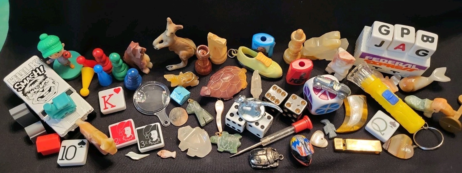 Junk Drawer Mixed Lot Mini Small Figures Charms Game+Shadow Box Pieces Trinkets+