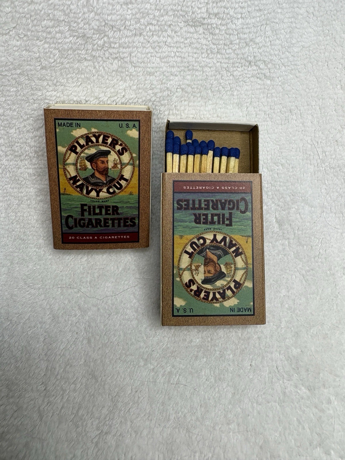 Vintage Player’s Navy Cut Matchboxes – Full 50‑Count Box – Made in USA  - RARE