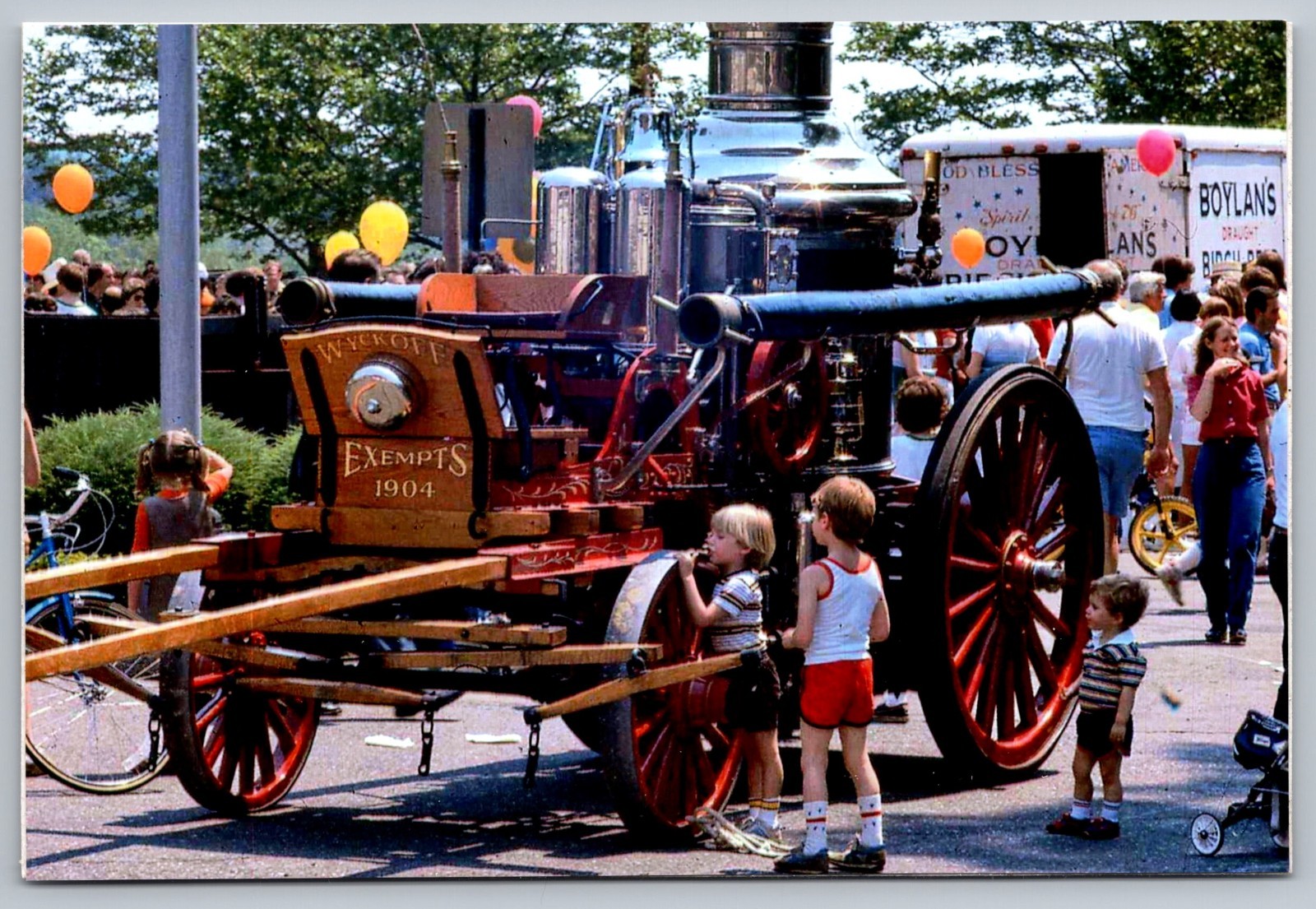 Wyckoff NJ Festival~Horse Fire Pumper c1981 Bergen Co. New Jersey RPPC Postcard
