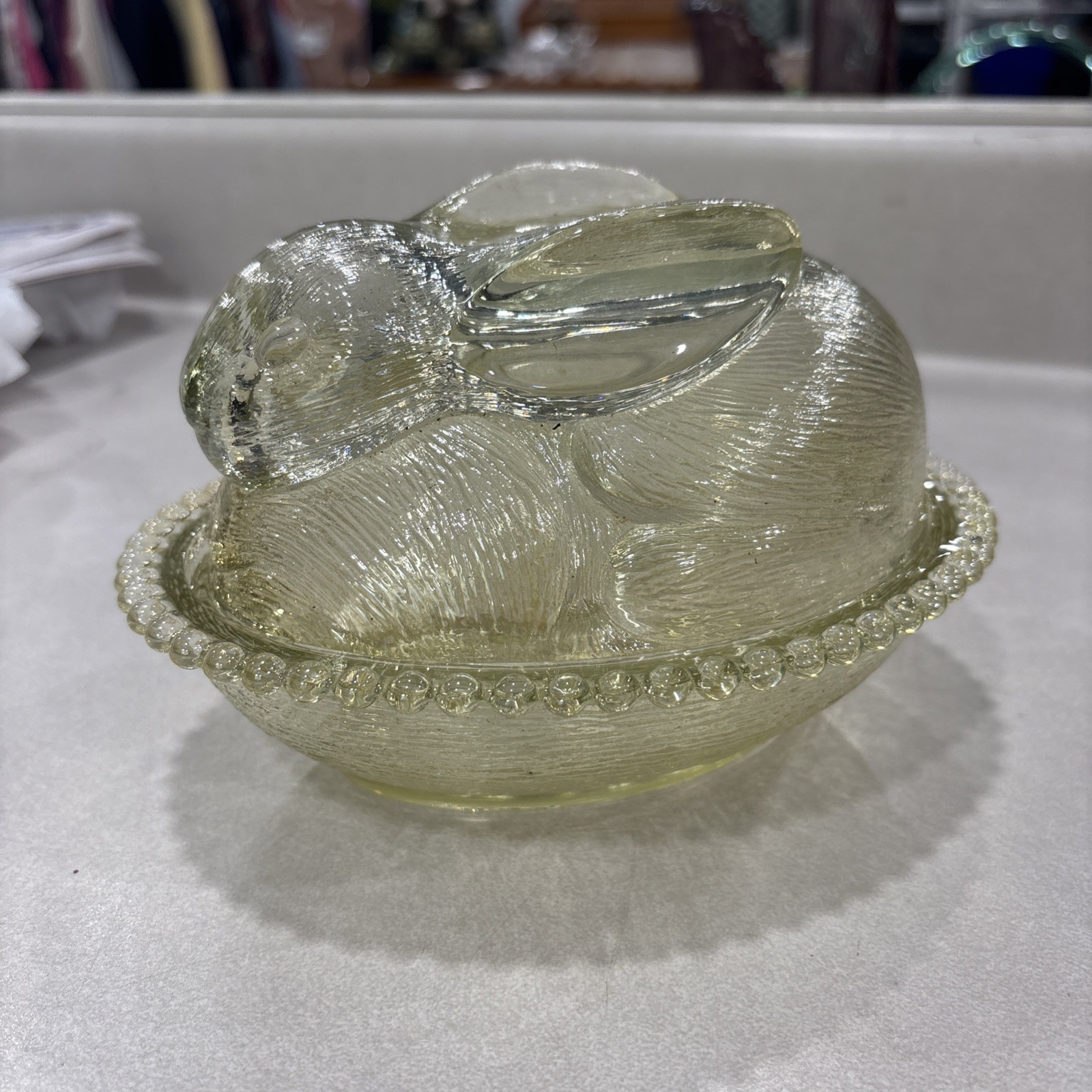 Indiana Glass Bunny On Nest - Tiara Exclusive Yellow In Color