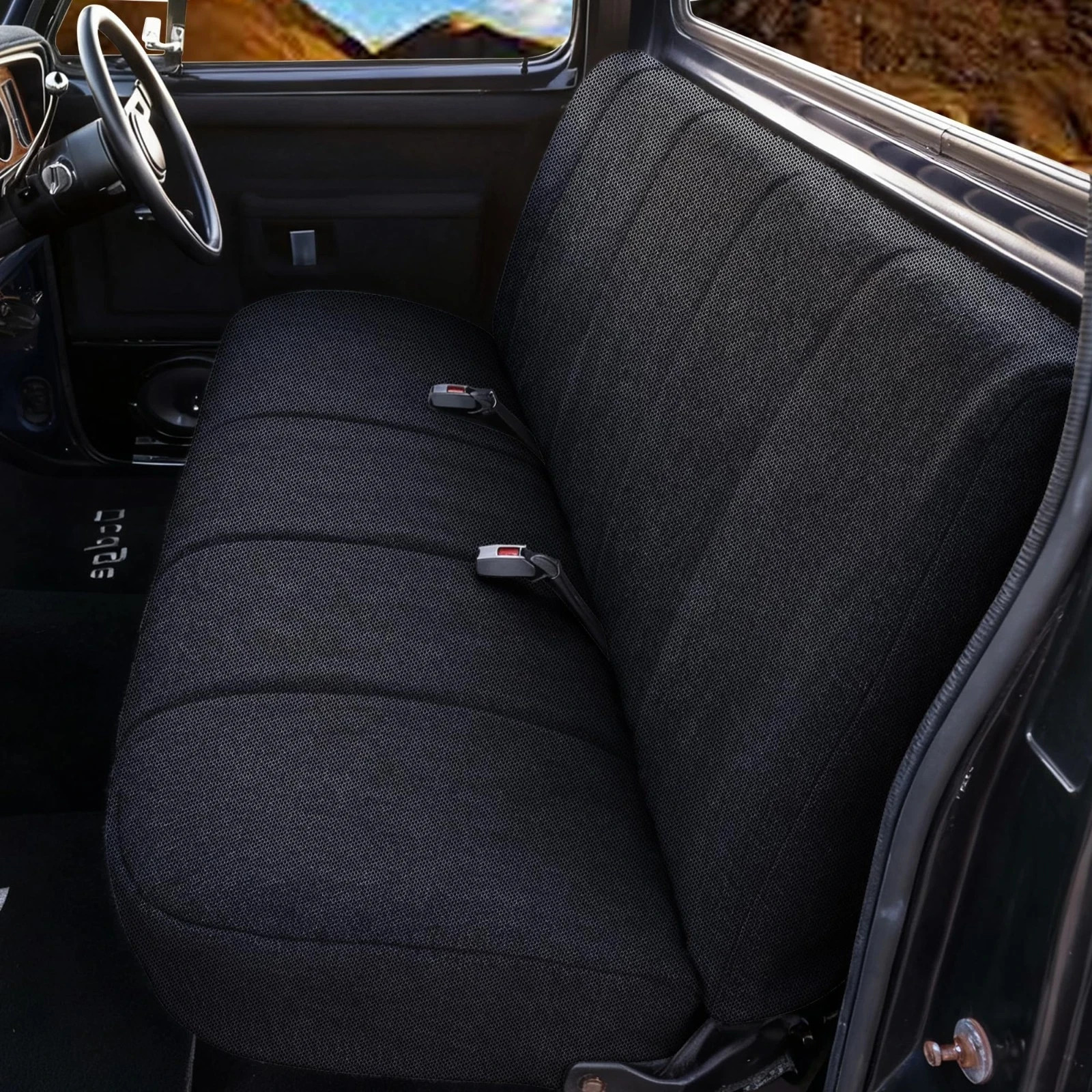 Heavy-Duty Stretchable Truck Bench Seat Cover for Full Size Pickup Trucks - Blac Heavy-Duty Stretchable Truck Bench Seat Cover for Full Size Pickup Trucks - Blac