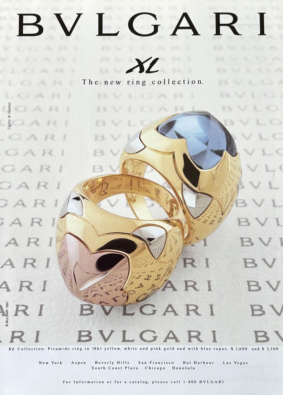1997 BVLGARI Italian Jewelry The New Ring Collection Original PRINT AD