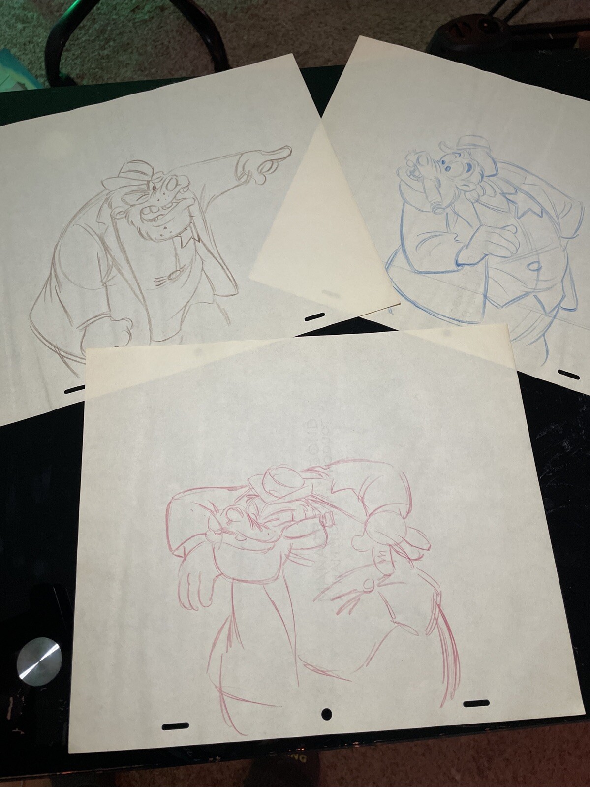 WALT DISNEY Animation Cel 1940’s GOOFY PEG LEG PETE Production Art Cartoons I22