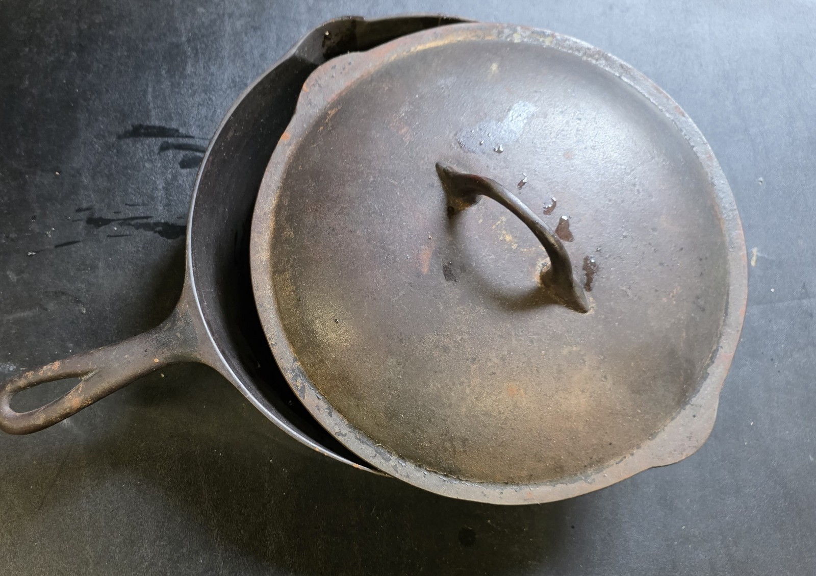 Antique Griswold Cast Iron Skillet 8 1/2 A with Lid 9B 1940-1950 Erie PA.