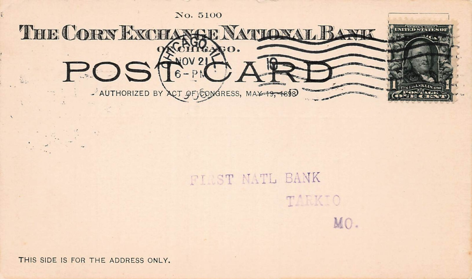 The Corn Exchange National Bank Receipt Deposit Slip Tarkio MO Vtg Postcard V5