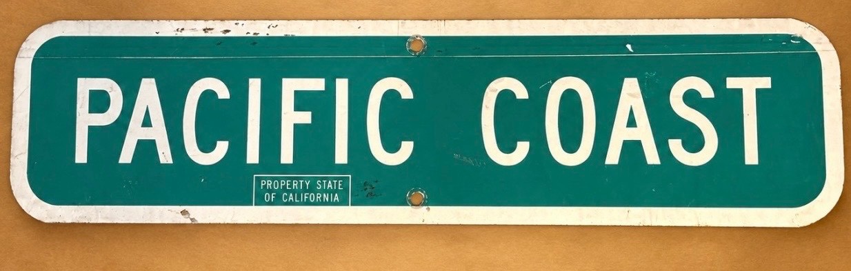 Vintage Pacific Coast Highway California Metal Road Sign 24