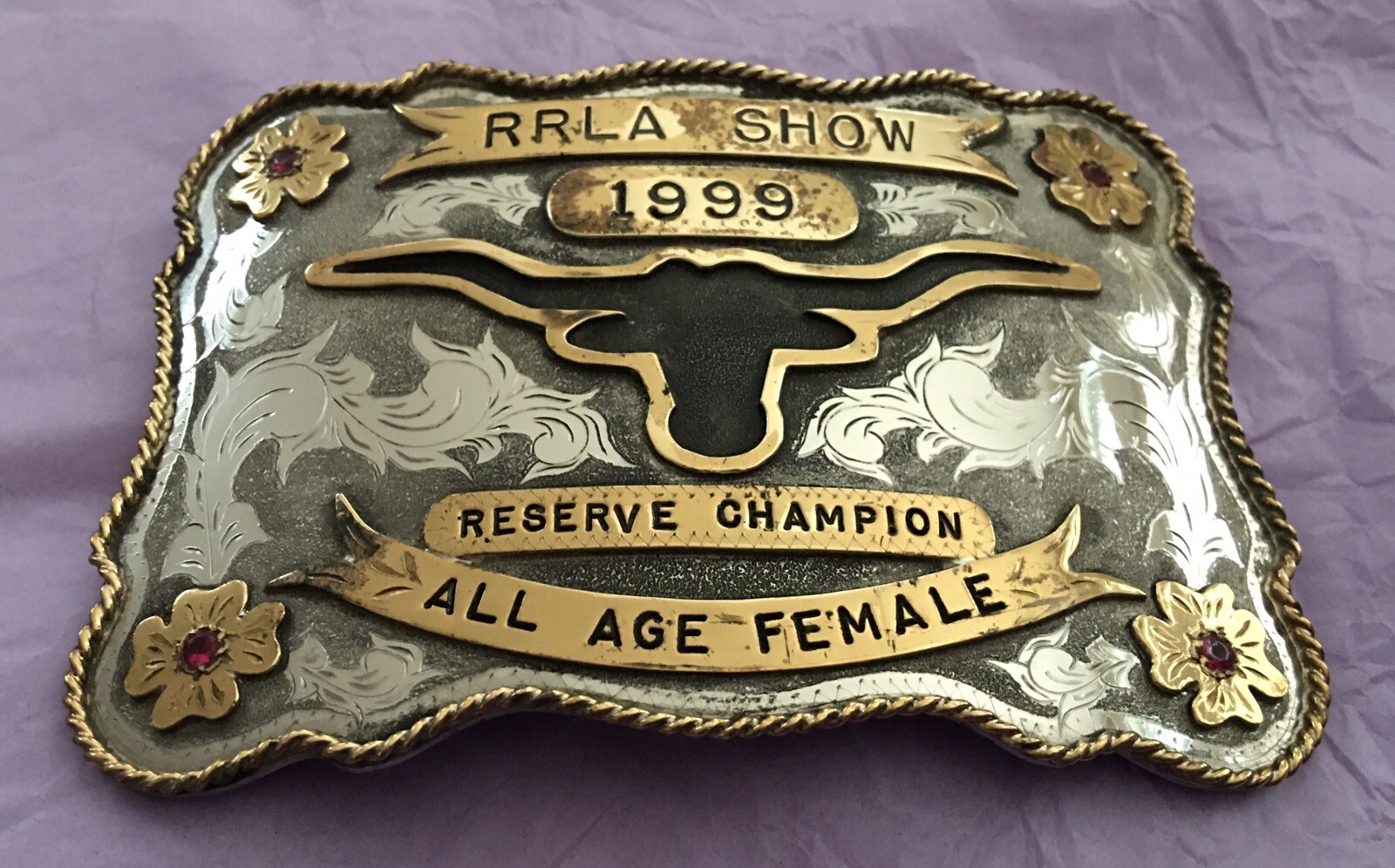 Vintage 1999 RRLA Show Reserve Champion All Age Female Trophy Belt Buckle