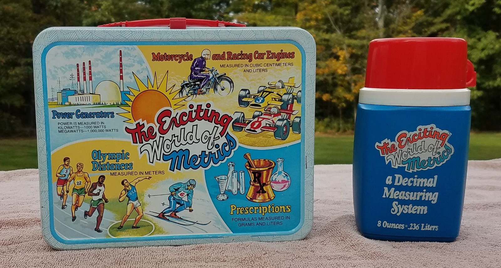 Vintage 1976 King-Seeley Exciting World Of Metrics Lunchbox w/ Thermos Near Mint