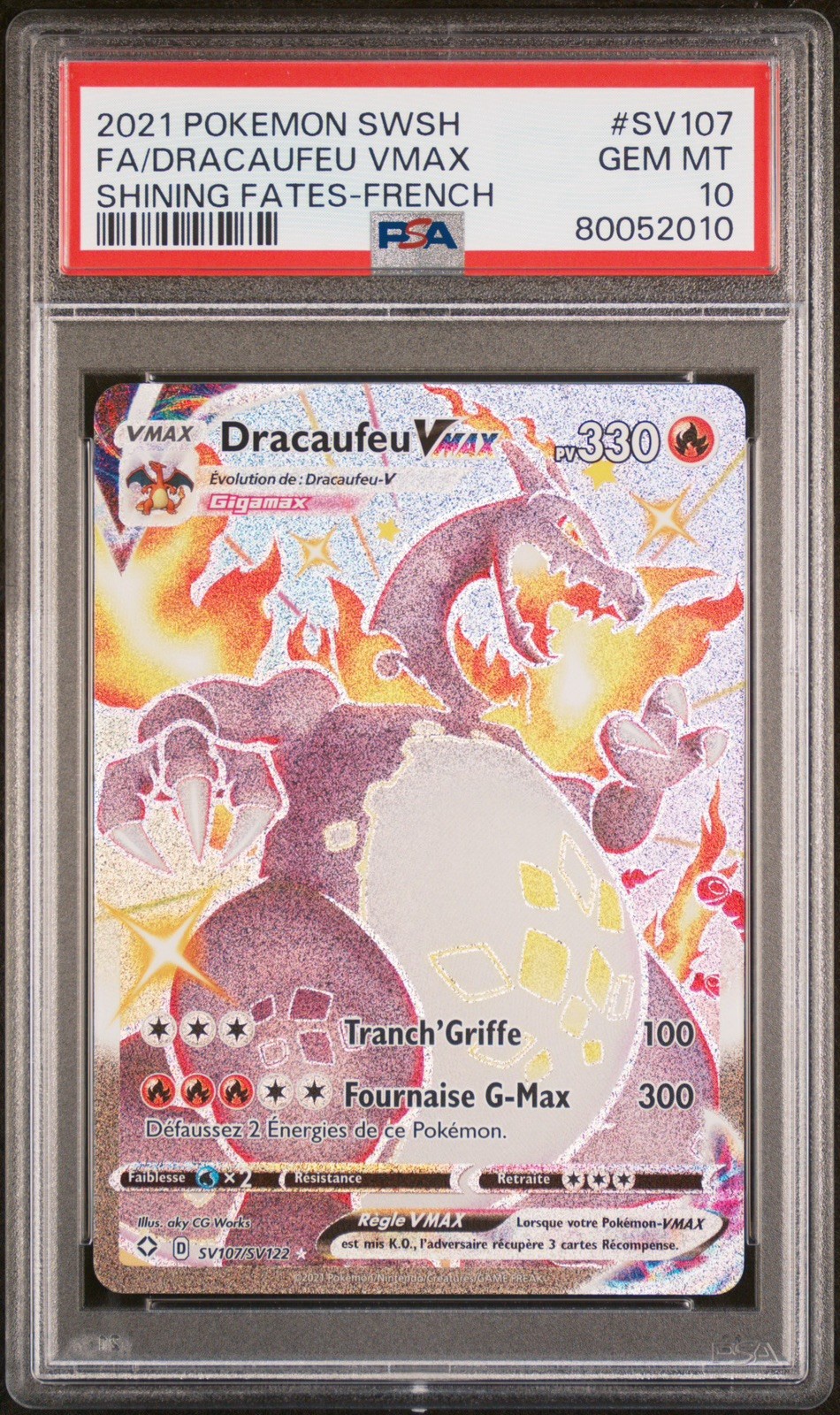 Pokemon Card Dragonfly Vmax Shiny sv107/sv122 Radiant Destinies - PSA 10 FR