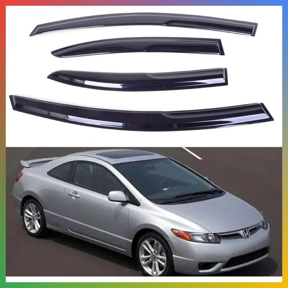 Window Visors Rain Guards 4PC Smoke Vent Outside For Civic 2006-2011 Sedan