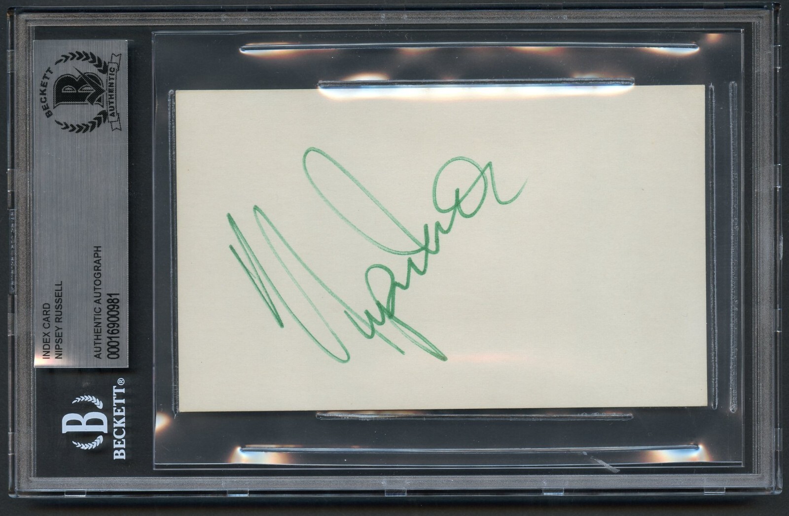 Nipsey Russell d2005 signed autograph 3x5 Cut Actor Game Shows BAS Slabbed
