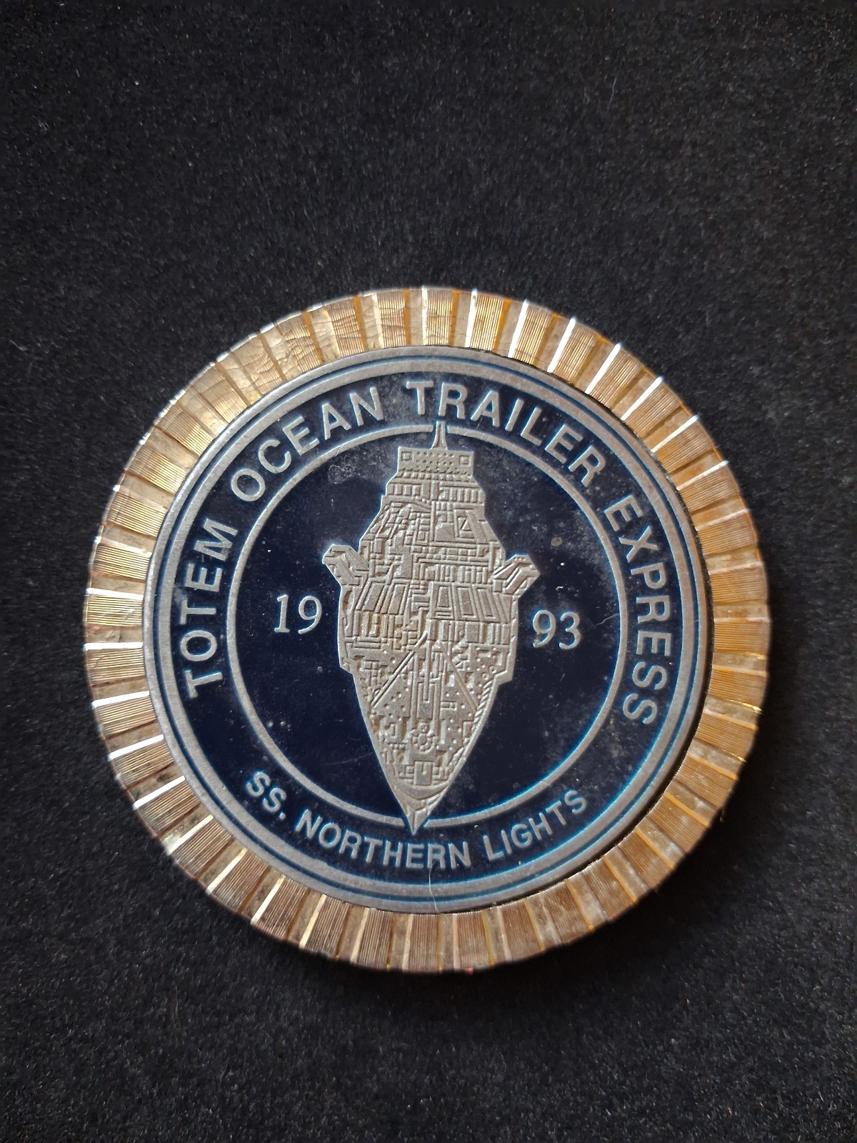 Vintage TOTE Totem Ocean Trailer Express SS Northern Lights Paperweight Coaster