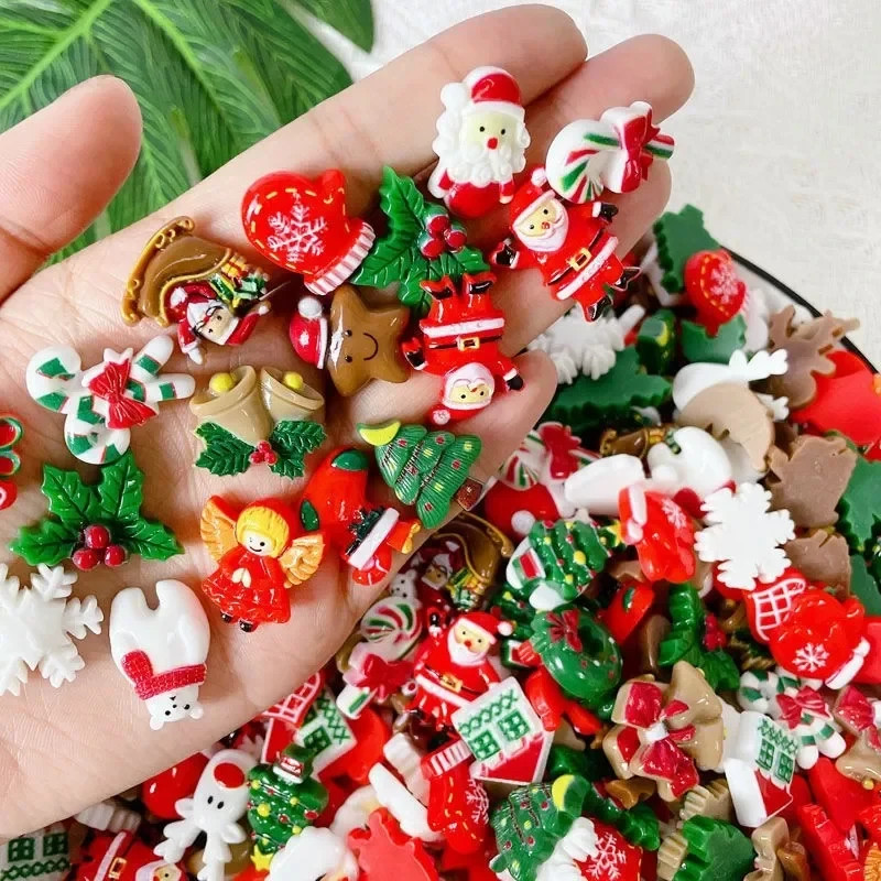 50 PCS Mini Christmas Ornaments,Miniature Resin Ornaments Small Tree...
