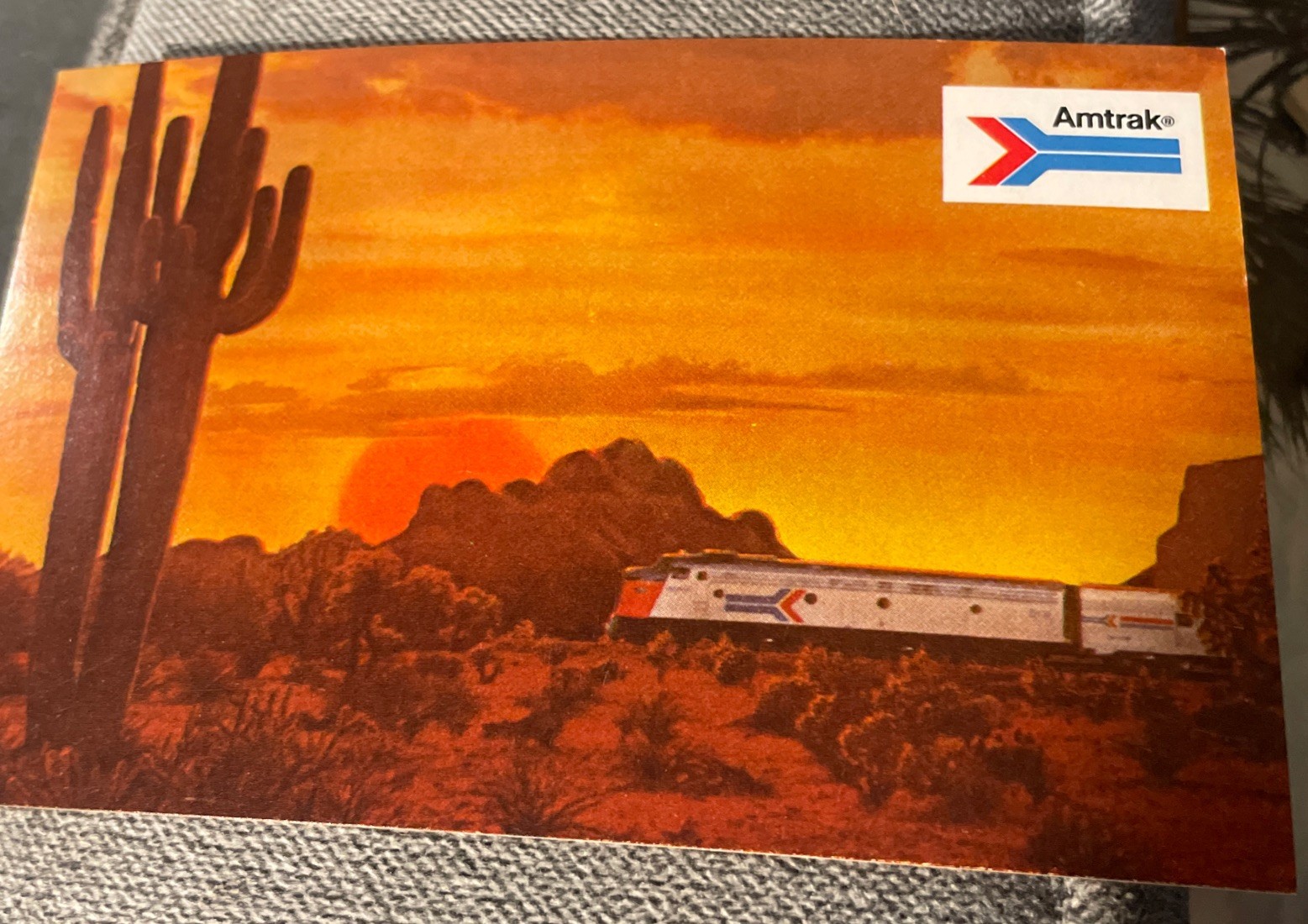 Amtrak Vintage Postcard Desert Southwest Saguaro Cactus Arizona
