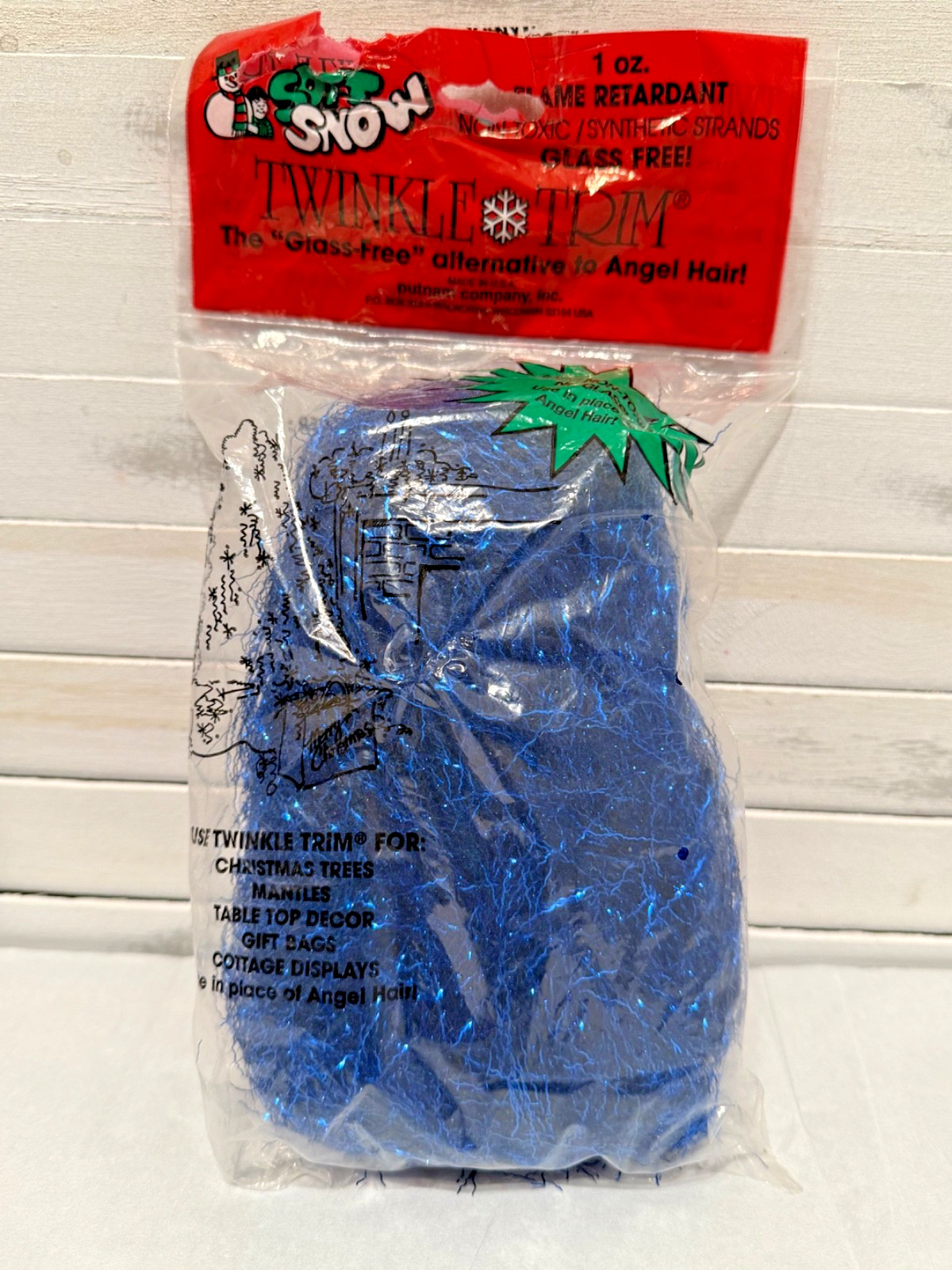 Vintage Christmas Twinkle Trim Soft Snow Glass Free Angel Hair Alternative 1oz
