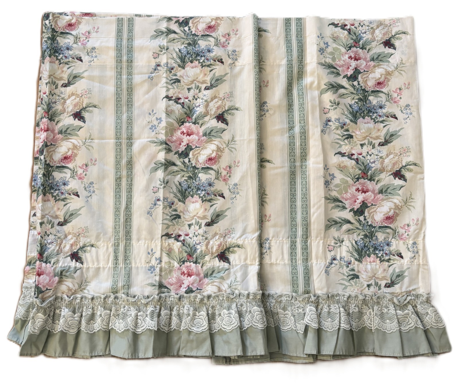 Vintage JCPenney MCM Retro Floral Cafe Curtains Panels Sage 86\